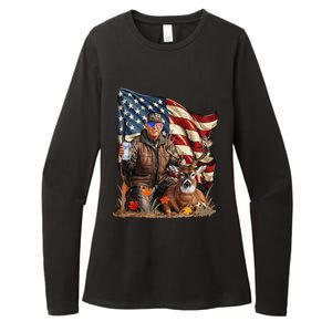 Retro Trump Hunting Deer Funny Beer Drinking Beer Hunting Gift Womens CVC Long Sleeve Shirt