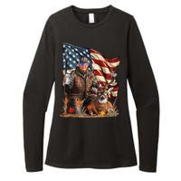 Retro Trump Hunting Deer Funny Beer Drinking Beer Hunting Gift Womens CVC Long Sleeve Shirt