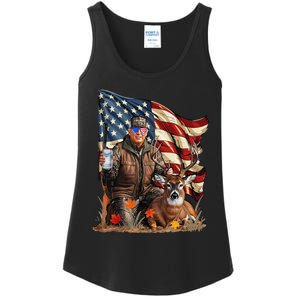 Retro Trump Hunting Deer Funny Beer Drinking Beer Hunting Gift Ladies Essential Tank