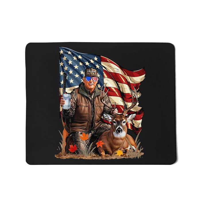 Retro Trump Hunting Deer Funny Beer Drinking Beer Hunting Gift Mousepad