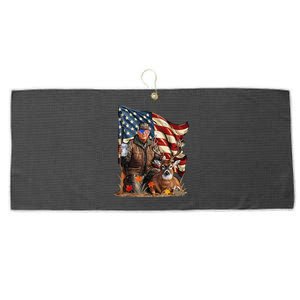 Retro Trump Hunting Deer Funny Beer Drinking Beer Hunting Gift Large Microfiber Waffle Golf Towel