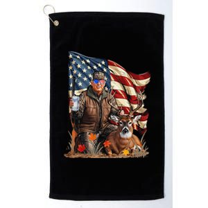 Retro Trump Hunting Deer Funny Beer Drinking Beer Hunting Gift Platinum Collection Golf Towel