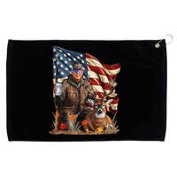 Retro Trump Hunting Deer Funny Beer Drinking Beer Hunting Gift Grommeted Golf Towel