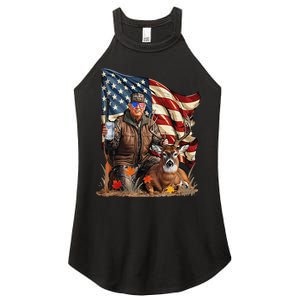 Retro Trump Hunting Deer Funny Beer Drinking Beer Hunting Gift Women's Perfect Tri Rocker Tank