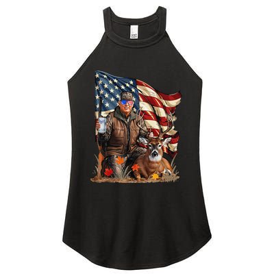 Retro Trump Hunting Deer Funny Beer Drinking Beer Hunting Gift Women's Perfect Tri Rocker Tank