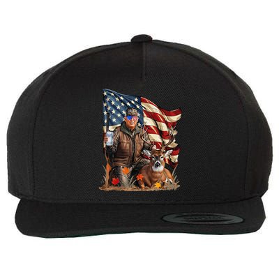 Retro Trump Hunting Deer Funny Beer Drinking Beer Hunting Gift Wool Snapback Cap