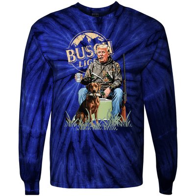 Retro Trump Hunting Deer Funny Beer Drinking Hunting Gift Tie-Dye Long Sleeve Shirt