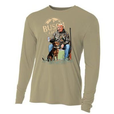 Retro Trump Hunting Deer Funny Beer Drinking Hunting Gift Cooling Performance Long Sleeve Crew