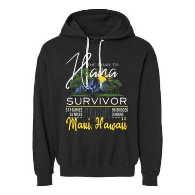 Road To Hana Survivor Curvy Palm Maui Hawaii Lover Garment-Dyed Fleece Hoodie