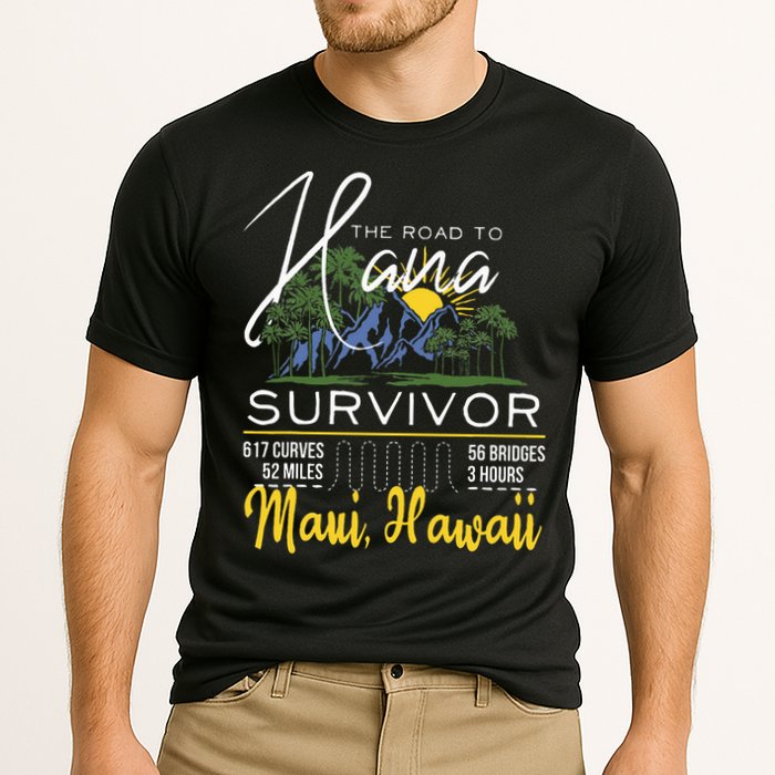 Road To Hana Survivor Curvy Palm Maui Hawaii Lover Cooling Performance Crew T-Shirt