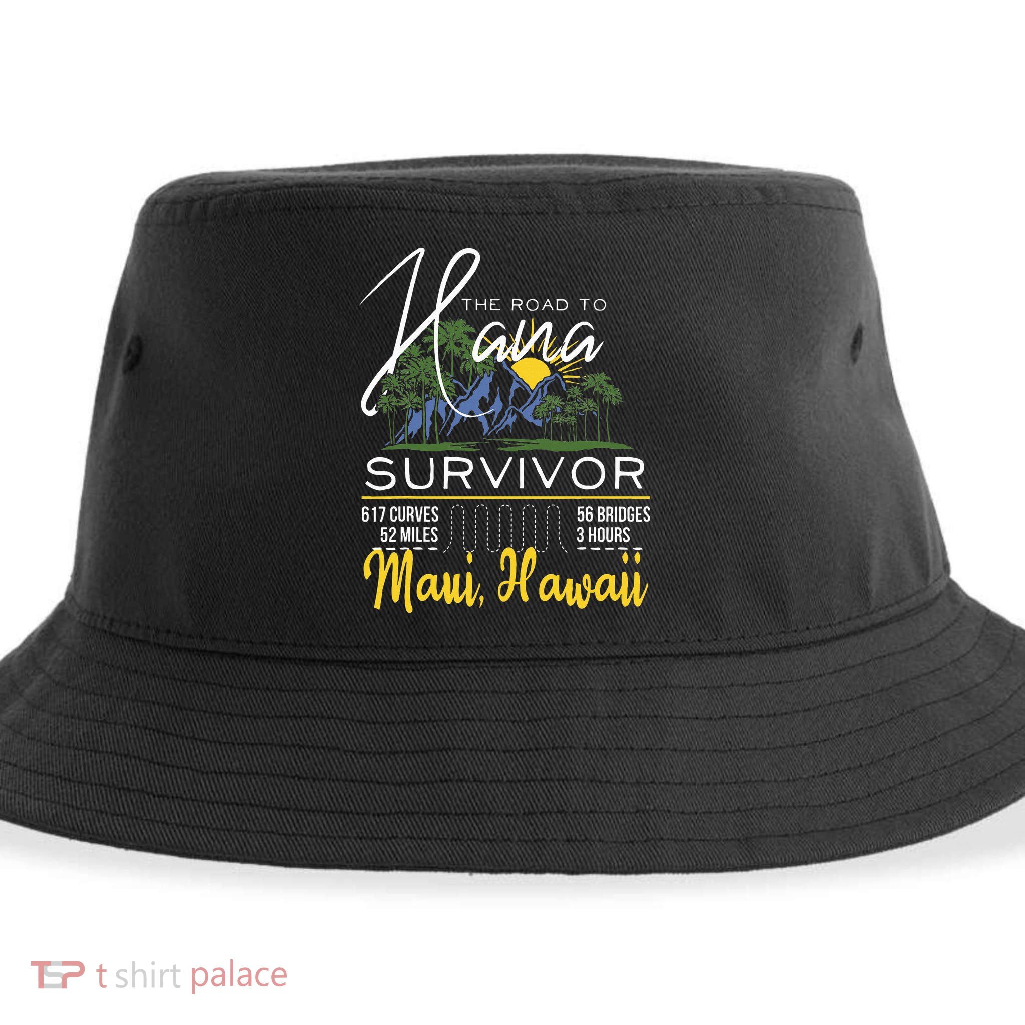 Road To Hana Survivor Curvy Palm Maui Hawaii Lover Sustainable Bucket Hat