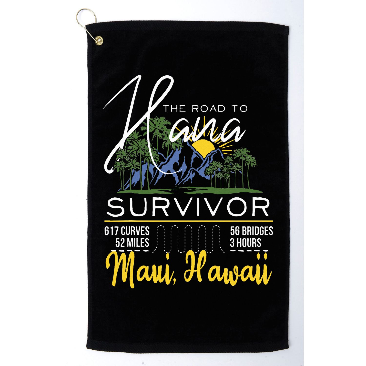 Road To Hana Survivor Curvy Palm Maui Hawaii Lover Golf Towel