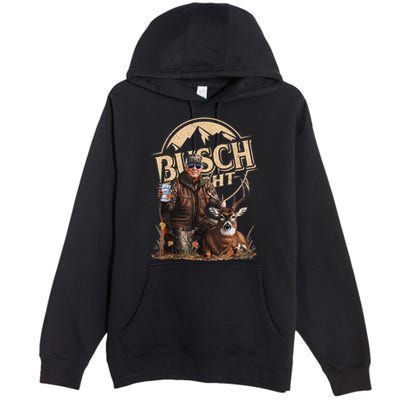 Retro Trump Hunting Deer Funny Beer Drinking Beer Hunting Premium Pullover Hoodie