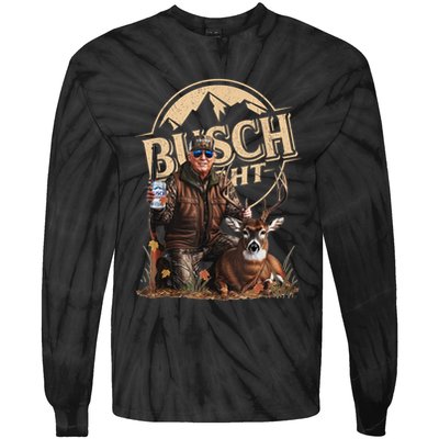 Retro Trump Hunting Deer Funny Beer Drinking Beer Hunting Tie-Dye Long Sleeve Shirt