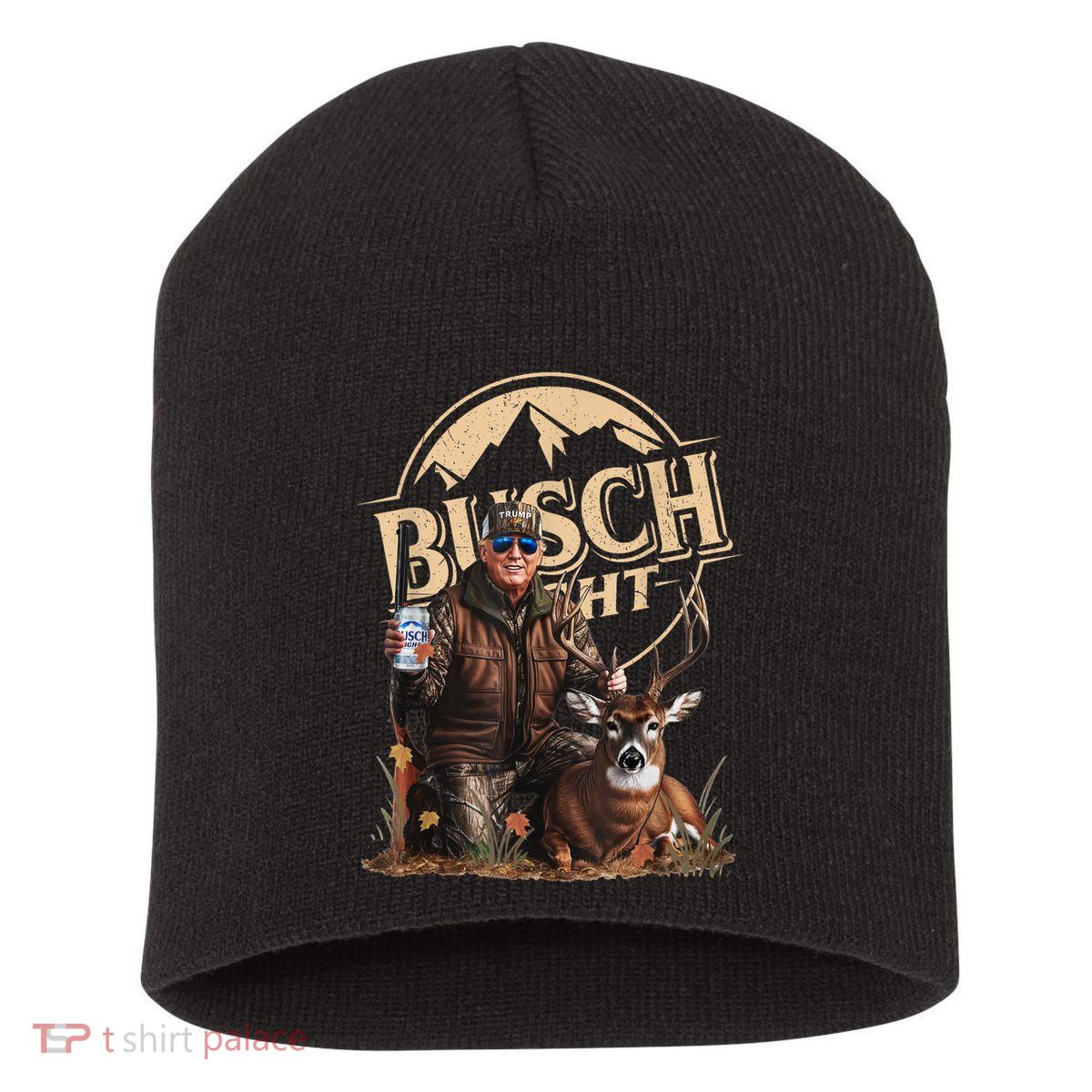 Retro Trump Hunting Deer Funny Beer Drinking Beer Hunting Short Acrylic Beanie