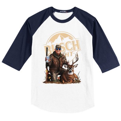 Retro Trump Hunting Deer Funny Beer Drinking Beer Hunting Baseball Sleeve Shirt