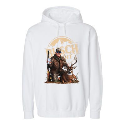 Retro Trump Hunting Deer Funny Beer Drinking Beer Hunting Garment-Dyed Fleece Hoodie