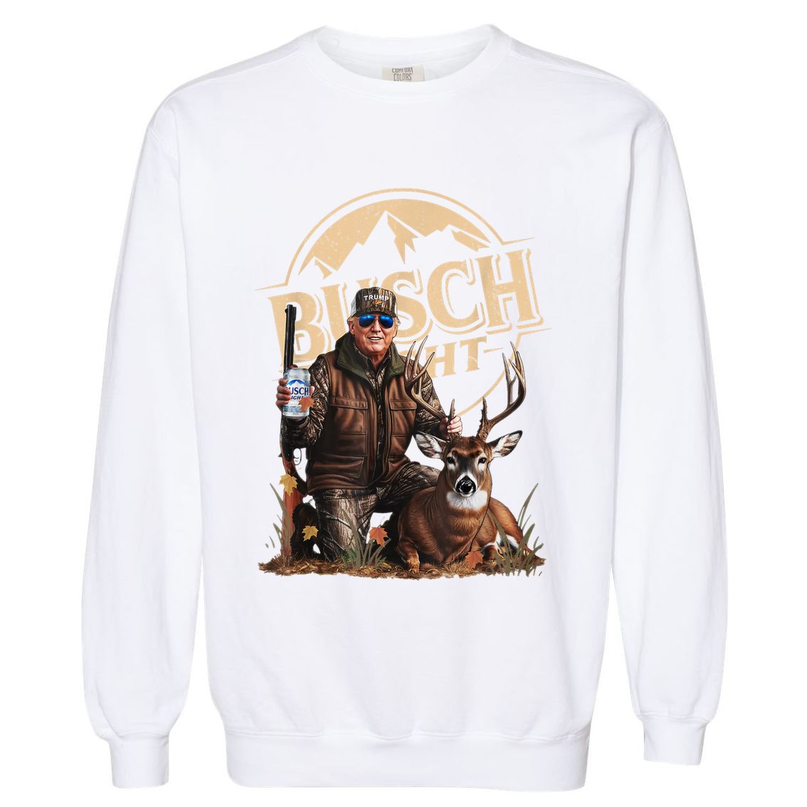 Retro Trump Hunting Deer Funny Beer Drinking Beer Hunting Garment-Dyed Sweatshirt