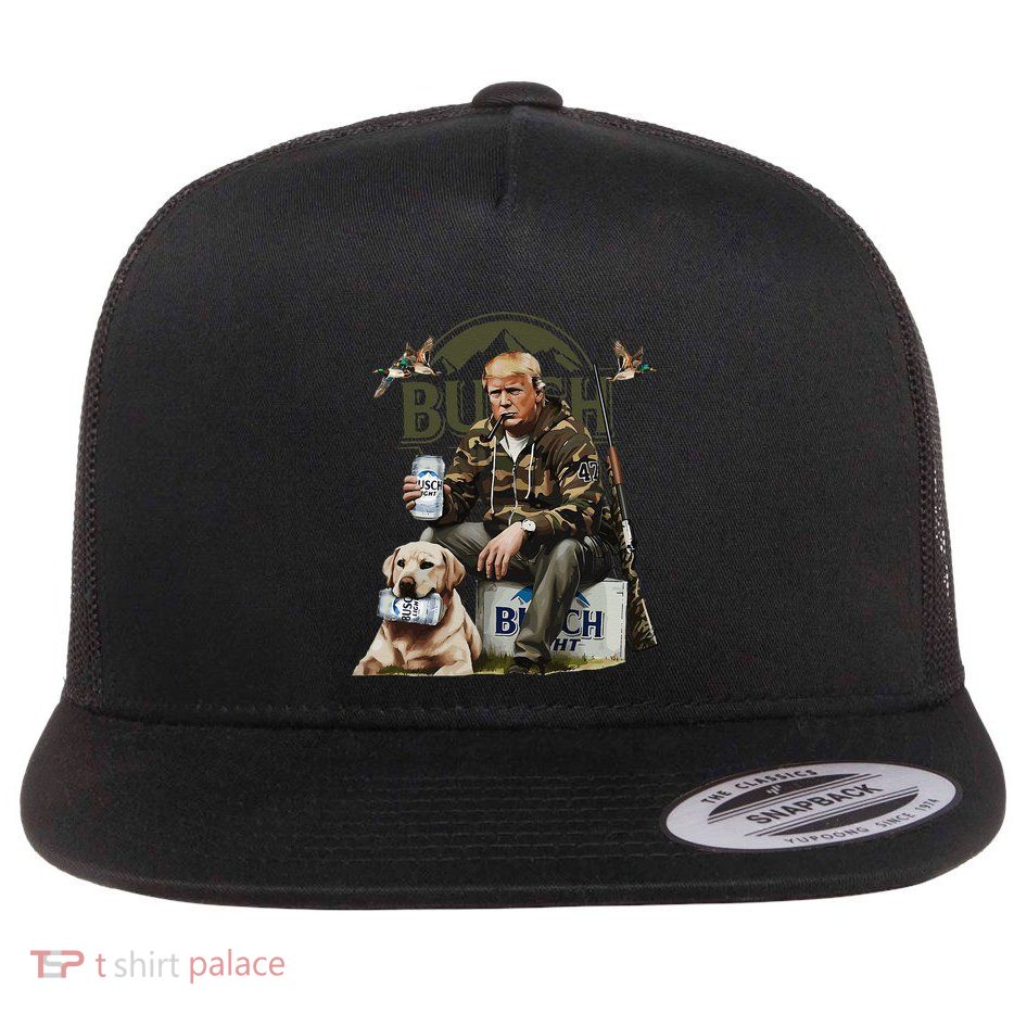 Retro Trump Hunting Deer Funny Beer Drinking Beer Hunting Flatbill Hat