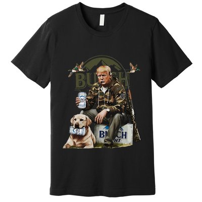 Retro Trump Hunting Deer Funny Beer Drinking Beer Hunting Premium T-Shirt