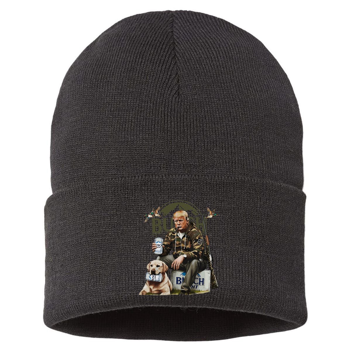 Retro Trump Hunting Deer Funny Beer Drinking Beer Hunting Sustainable Knit Beanie