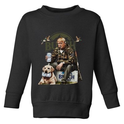 Retro Trump Hunting Deer Funny Beer Drinking Beer Hunting Toddler Sweatshirt