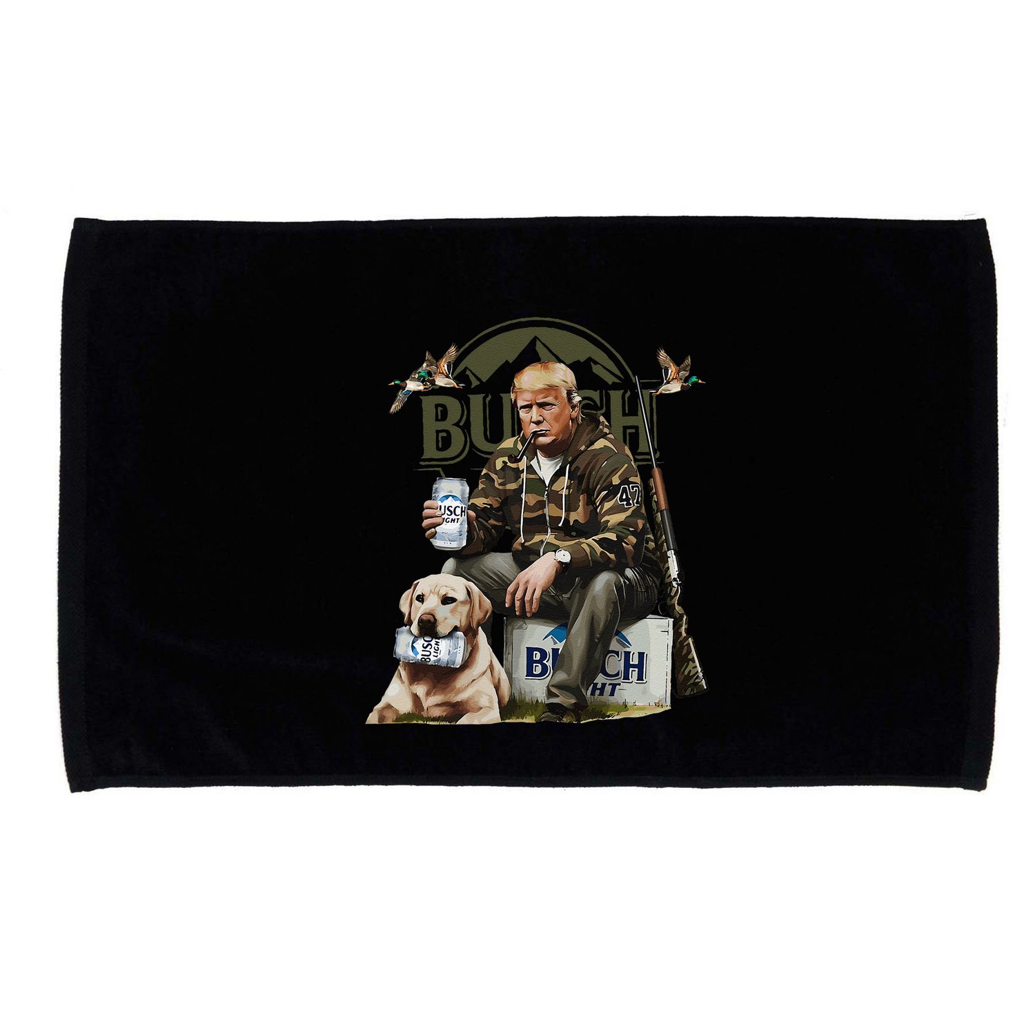 Retro Trump Hunting Deer Funny Beer Drinking Beer Hunting Microfiber Hand Towel