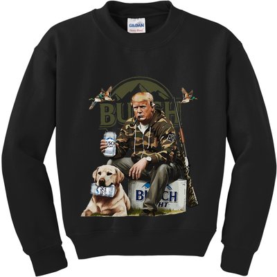 Retro Trump Hunting Deer Funny Beer Drinking Beer Hunting Kids Sweatshirt