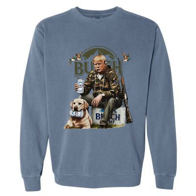 Retro Trump Hunting Deer Funny Beer Drinking Beer Hunting Garment-Dyed Sweatshirt