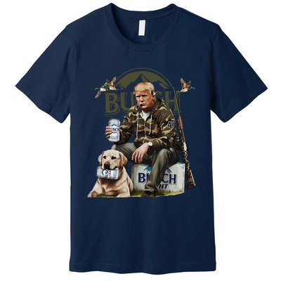 Retro Trump Hunting Deer Funny Beer Drinking Beer Hunting Premium T-Shirt