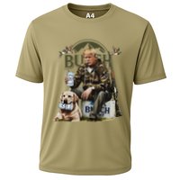 Retro Trump Hunting Deer Funny Beer Drinking Beer Hunting Cooling Performance Crew T-Shirt
