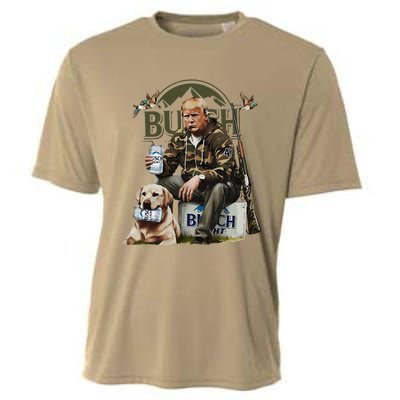 Retro Trump Hunting Deer Funny Beer Drinking Beer Hunting Cooling Performance Crew T-Shirt