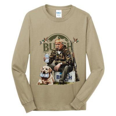 Retro Trump Hunting Deer Funny Beer Drinking Beer Hunting Tall Long Sleeve T-Shirt