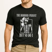 Retro The Horrors Persist But So Do I Humor Skeleton Coffee Performance Shirt