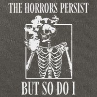 Retro The Horrors Persist But So Do I Humor Skeleton Coffee Cotton Canvas Backpack