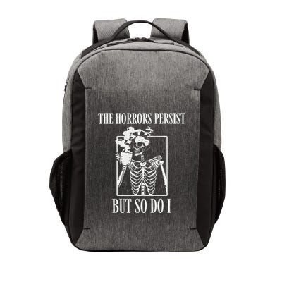 Retro The Horrors Persist But So Do I Humor Skeleton Coffee Vector Backpack