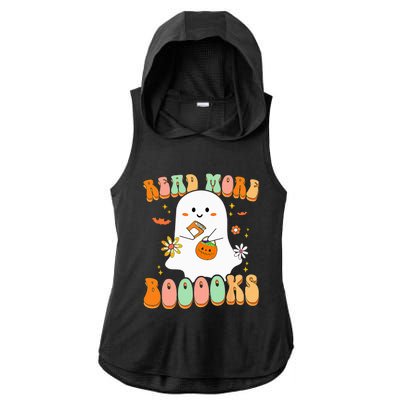 Retro Teacher Halloween Ghost Read More Books Teacher Ladies PosiCharge Tri-Blend Wicking Draft Hoodie Tank