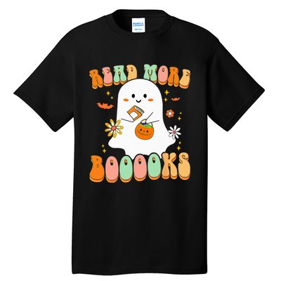 Retro Teacher Halloween Ghost Read More Books Teacher Tall T-Shirt