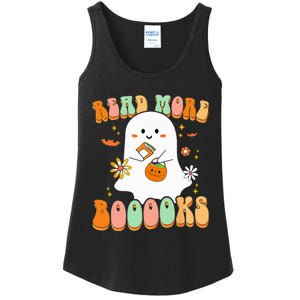 Retro Teacher Halloween Ghost Read More Books Teacher Ladies Essential Tank