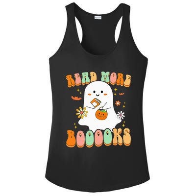 Retro Teacher Halloween Ghost Read More Books Teacher Ladies PosiCharge Competitor Racerback Tank