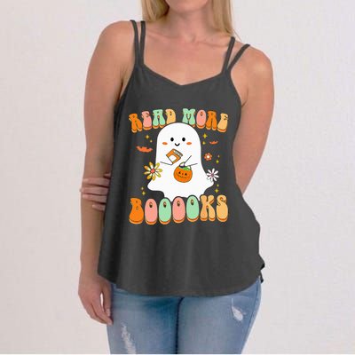 Retro Teacher Halloween Ghost Read More Books Teacher Women's Strappy Tank