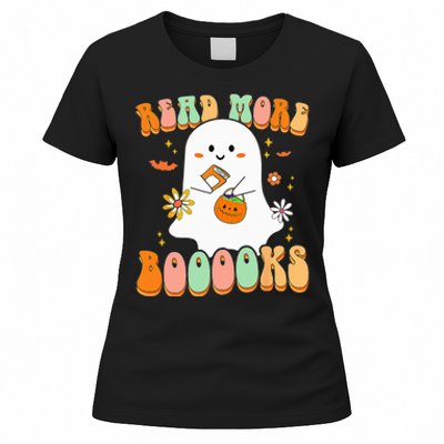 Retro Teacher Halloween Ghost Read More Books Teacher Women's T-Shirt