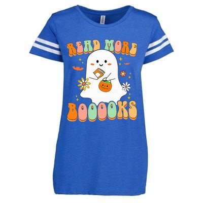 Retro Teacher Halloween Ghost Read More Books Teacher Enza Ladies Jersey Football T-Shirt