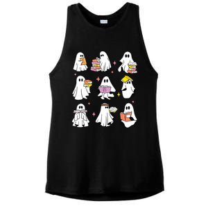 Retro Teacher Halloween Ghost Read More Books Teacher Ladies PosiCharge Tri-Blend Wicking Tank