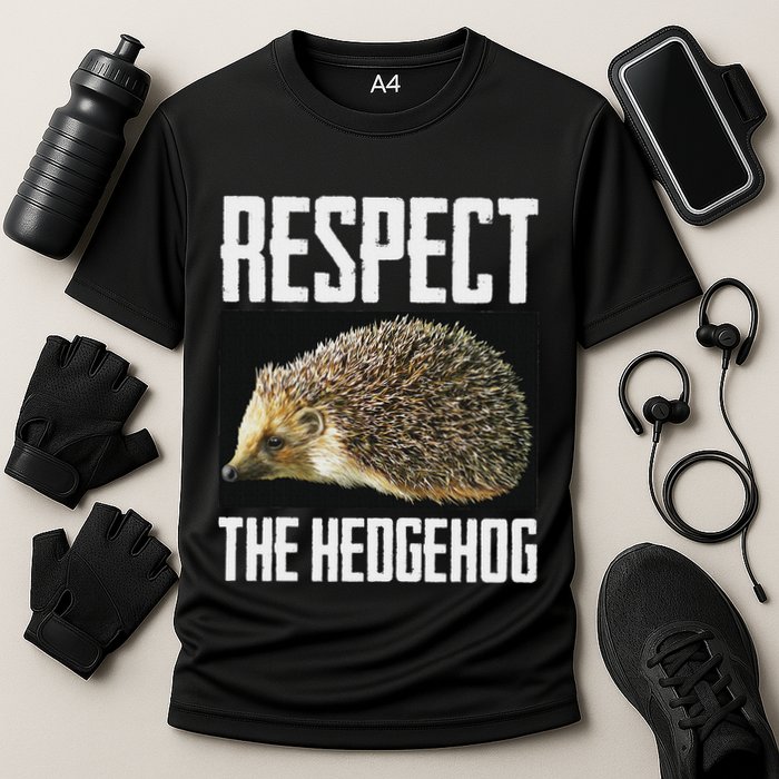 Respect The Hedgehog Cool Spiny Mammal Photo Graphic Cooling Performance Crew T-Shirt