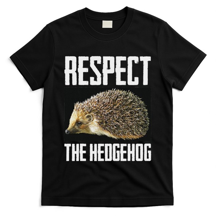 Respect The Hedgehog Cool Spiny Mammal Photo Graphic T-Shirt