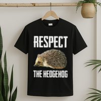 Respect The Hedgehog Cool Spiny Mammal Photo Graphic T-Shirt