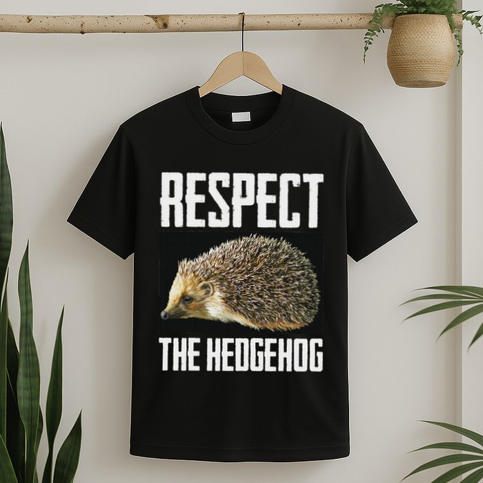 Respect The Hedgehog Cool Spiny Mammal Photo Graphic T-Shirt