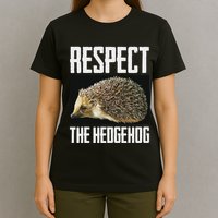 Respect The Hedgehog Cool Spiny Mammal Photo Graphic T-Shirt