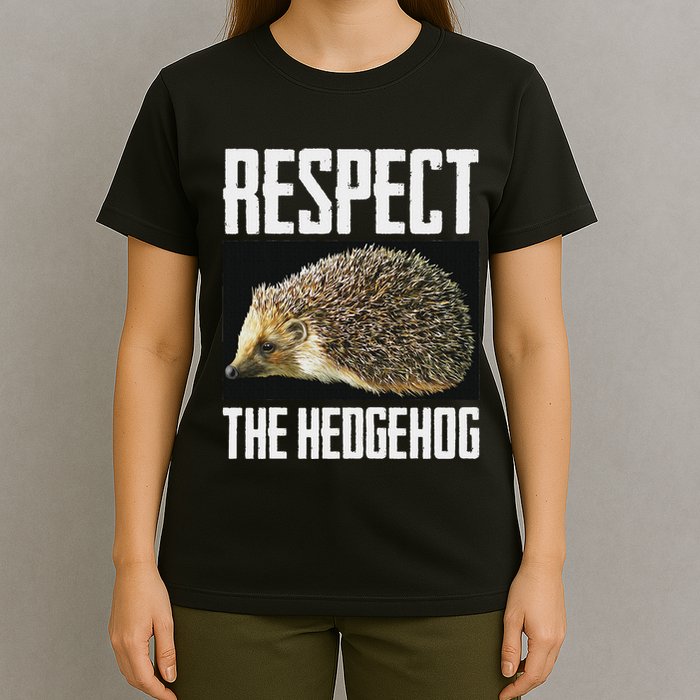 Respect The Hedgehog Cool Spiny Mammal Photo Graphic T-Shirt